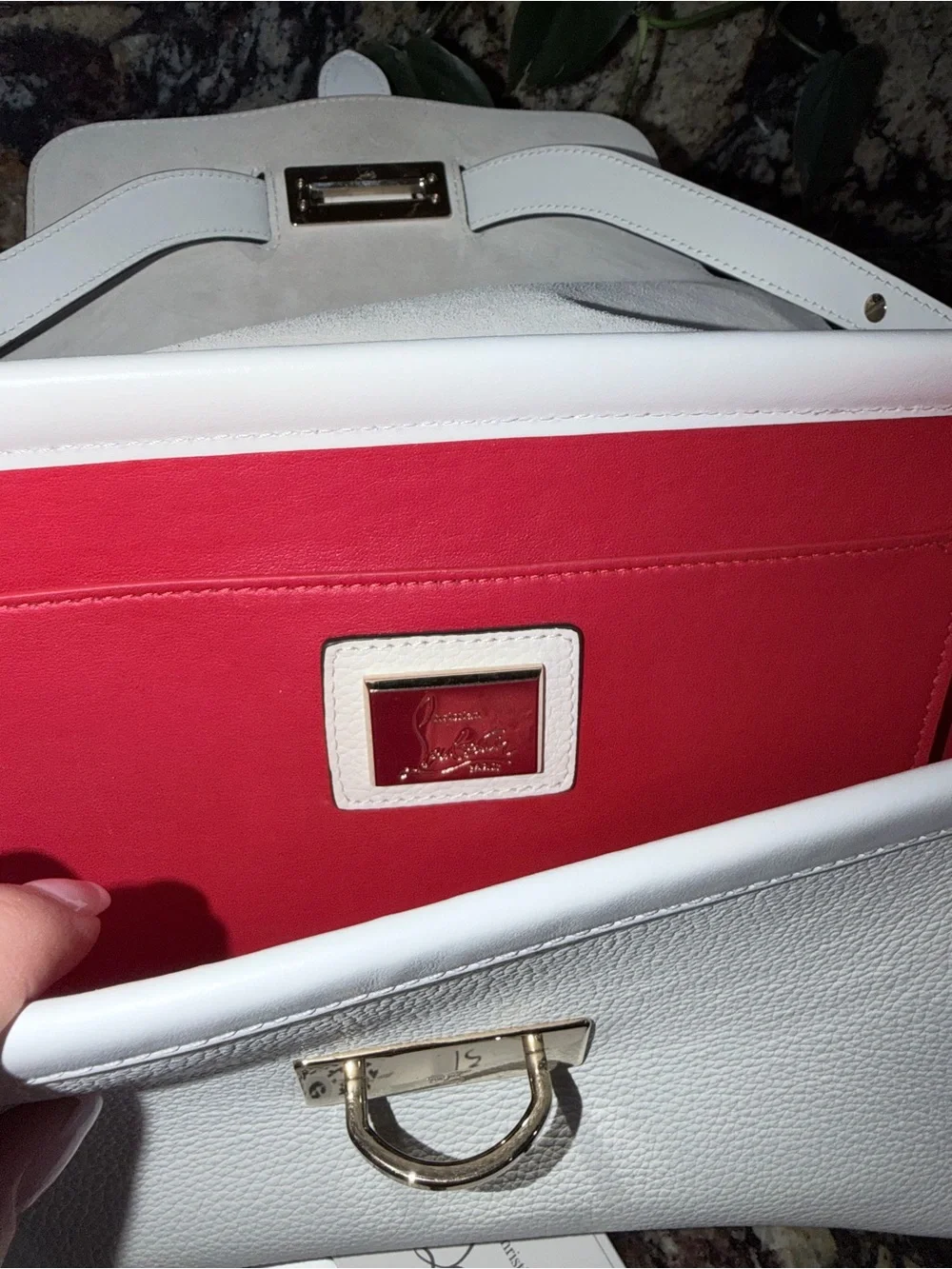 Christian Louboutin White Leather Roubylou Shoulder Bag with 2 straps - Picture 12 of 16